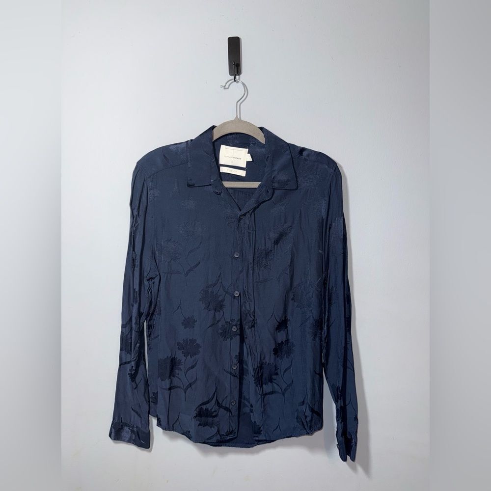 Topman Premium Men’s Blue Floral Slim Fit Button Down Shirt Size Small EUC